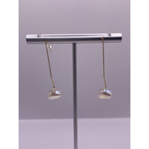 Gold Plated Sterling Silver Drop Pearl Color Heart - Picture 1 of 4